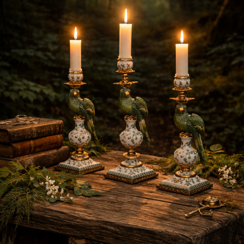 Green Parrot Candlestick - Candle Holders - Rental