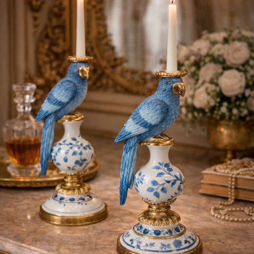 Blue Parrot Candlestick - Candle Holders - Rental