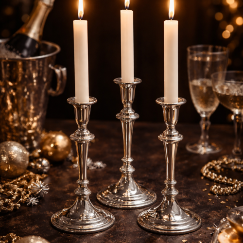 Lumen Silver Candlestick - Candle Holders - Rental