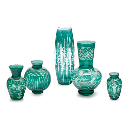 Plume Green Glass - Decorative Vases - Rental