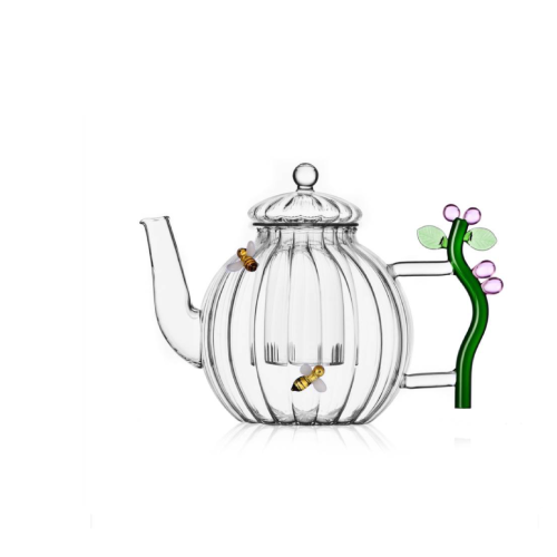 Botânica Teapot Optic Pink Flower and Bee - Glassware - Shop